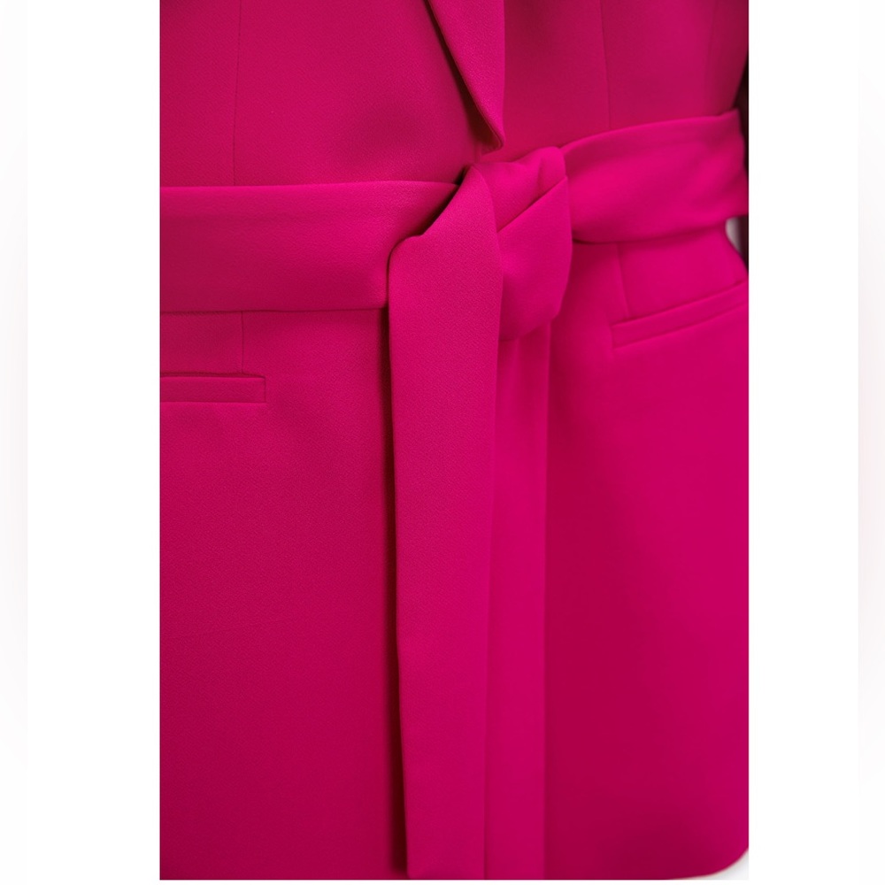 ZARA BELTED TUXEDO COLLAR BLAZER NEON FUSCHIA - Picture 8 of 13